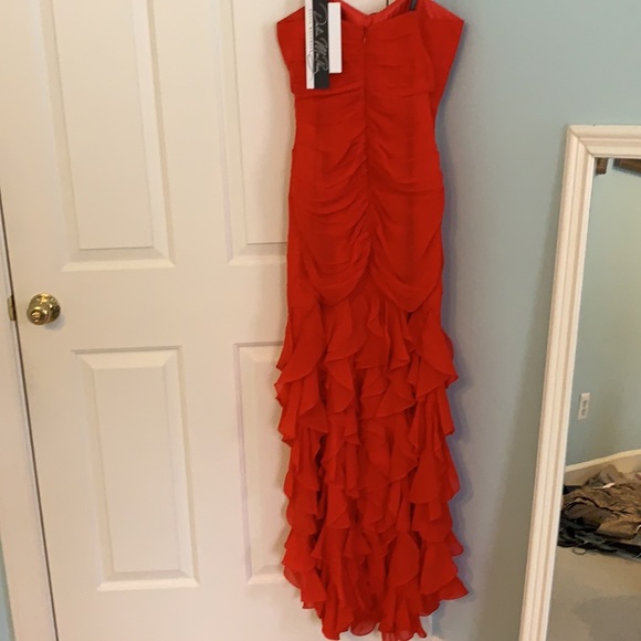 Burnt Orange Strapless Ruffled Maxi Gown Dress. New with tags . Head Turner ❤️ - Picture 6 of 6